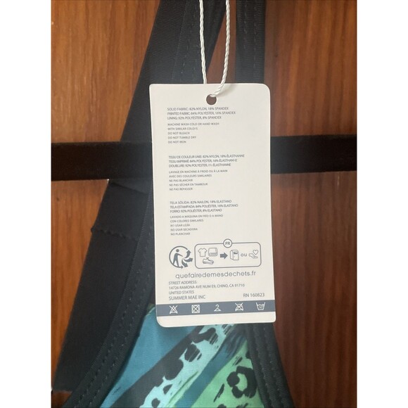 Summer Mae Women's Sz 16 Green Black White Straps Tankini Swim Top NWT - Picture 6 of 9